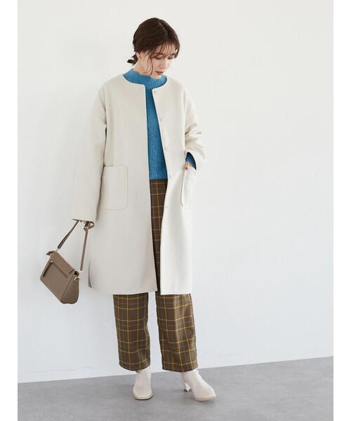 Green Parks(グリーンパークス)の「変形ウィンドペンチェックストレートパンツ*(その他パンツ・レディース・ブラック/ブラウン・FREE)」の15枚目の写真