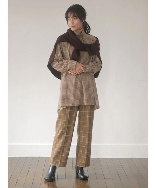 Green Parks(グリーンパークス)の「変形ウィンドペンチェックストレートパンツ*(その他パンツ・レディース・ブラック/ブラウン・FREE)」の17枚目の写真