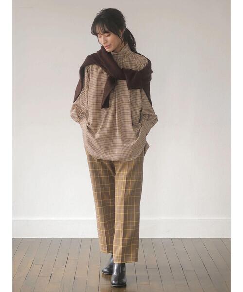 Green Parks(グリーンパークス)の「変形ウィンドペンチェックストレートパンツ*(その他パンツ・レディース・ブラック/ブラウン・FREE)」の18枚目の写真