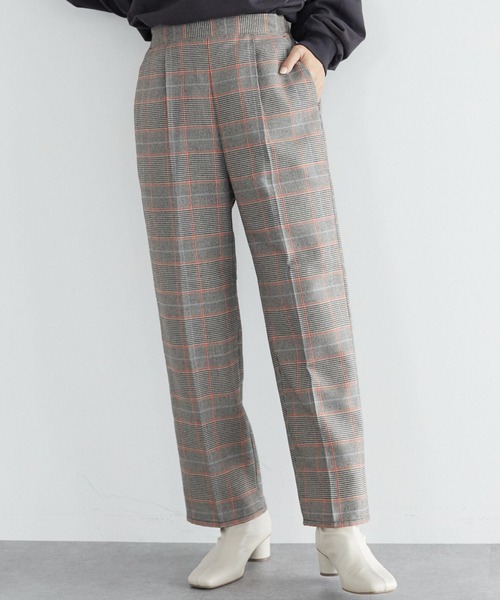 Green Parks(グリーンパークス)の「変形ウィンドペンチェックストレートパンツ*(その他パンツ・レディース・ブラック/ブラウン・FREE)」の2枚目の写真