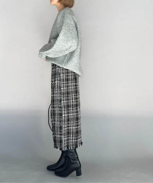 PICCIN（ピッチン）の「ケーブルラインオーバーサイズニット（ニット/セーター・レディース・グレー/オフホワイト・M/L）」の22枚目の写真