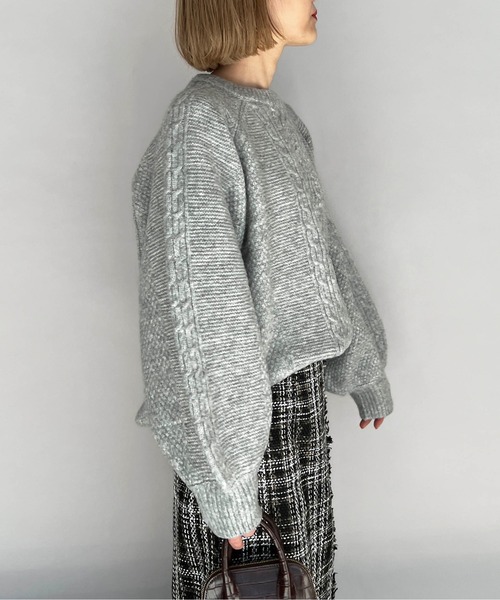 ニットグレーぴちょん様 アシンメトリーラメハイゲージニットプルオーバー≪手洗い可能