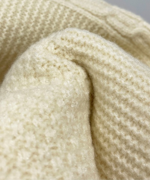 PICCIN（ピッチン）の「ケーブルラインオーバーサイズニット（ニット/セーター・レディース・グレー/オフホワイト・M/L）」の11枚目の写真