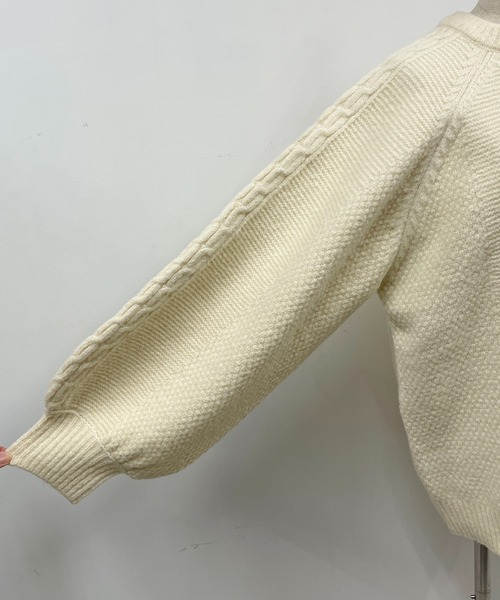 PICCIN（ピッチン）の「ケーブルラインオーバーサイズニット（ニット/セーター・レディース・グレー/オフホワイト・M/L）」の16枚目の写真