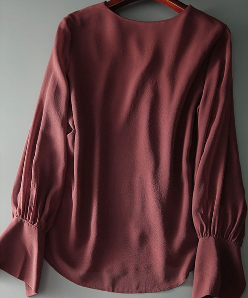 LOPASS（ロパス）の「Vネックルーズシャツブラウス（シャツ/ブラウス・レディース・グリーン/ワイン・LARGE/MEDIUM）」の5枚目の写真