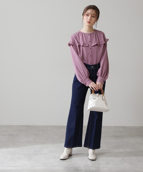 N.（N. Natural Beauty Basic）（エヌエヌナチュラルビューティーベーシック）の「センタープレスフレアパンツ（デニムパンツ・レディース・グレー/ブルー・MEDIUM/SMALL）」の19枚目の写真