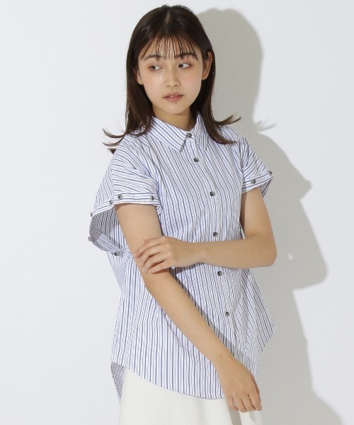 REDYAZEL（レディアゼル）の「ボタン付きドロップシャツ（シャツ/ブラウス・レディース・グリーン/ホワイト系その他/ブルー系その他・FREE）」の16枚目の写真