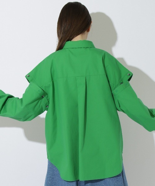 REDYAZEL（レディアゼル）の「ボタン付きドロップシャツ（シャツ/ブラウス・レディース・グリーン/ホワイト系その他/ブルー系その他・FREE）」の5枚目の写真