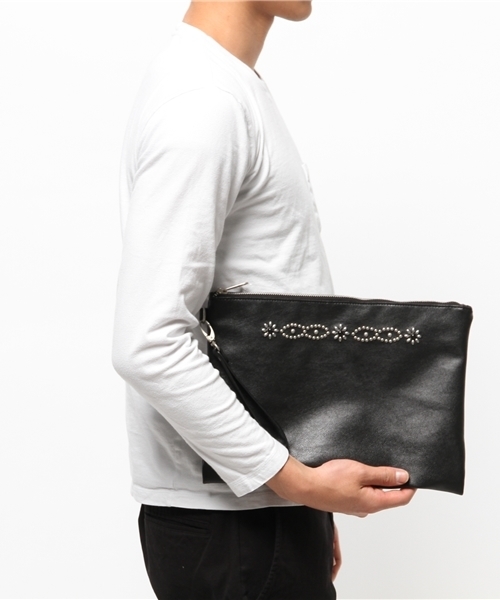 WEGO（ウィゴー）の「WEGO/フラワースタッズクラッチバッグ（クラッチバッグ・メンズ・ブラック・FREE）」の2枚目の写真