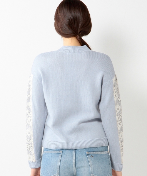 UNITED ARROWS（ユナイテッドアローズ）の「UA＊SC レース ハイネック ニット ◆（ニット/セーター・レディース・ナチュラル/ライトブルー/ネイビー・フリー）」の9枚目の写真