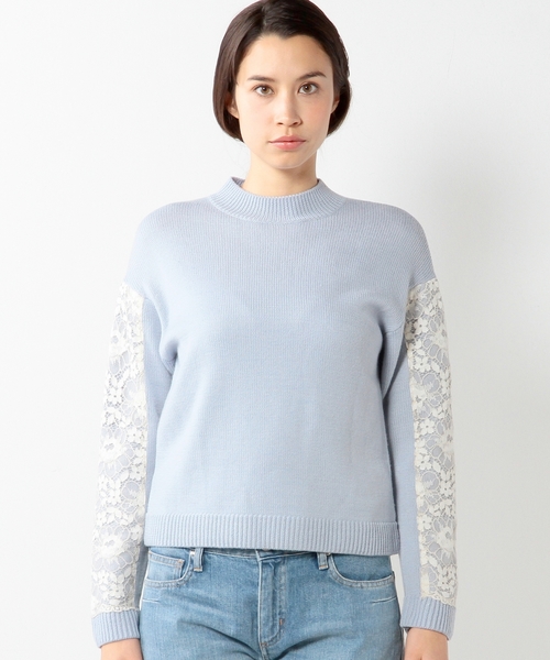 UNITED ARROWS（ユナイテッドアローズ）の「UA＊SC レース ハイネック ニット ◆（ニット/セーター・レディース・ナチュラル/ライトブルー/ネイビー・フリー）」の10枚目の写真