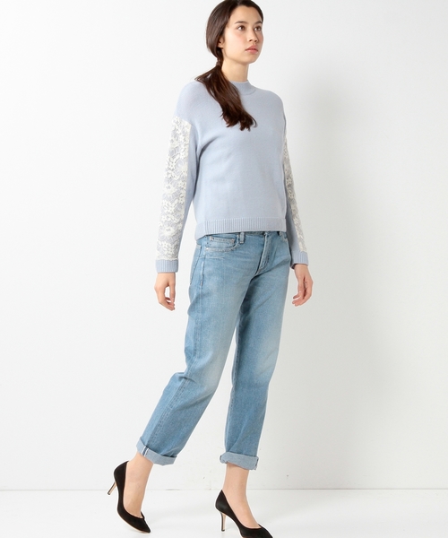 UNITED ARROWS（ユナイテッドアローズ）の「UA＊SC レース ハイネック ニット ◆（ニット/セーター・レディース・ナチュラル/ライトブルー/ネイビー・フリー）」の12枚目の写真