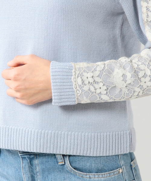 UNITED ARROWS（ユナイテッドアローズ）の「UA＊SC レース ハイネック ニット ◆（ニット/セーター・レディース・ナチュラル/ライトブルー/ネイビー・フリー）」の14枚目の写真
