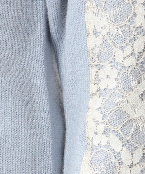 UNITED ARROWS（ユナイテッドアローズ）の「UA＊SC レース ハイネック ニット ◆（ニット/セーター・レディース・ナチュラル/ライトブルー/ネイビー・フリー）」の4枚目の写真