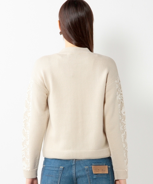 UNITED ARROWS（ユナイテッドアローズ）の「UA＊SC レース ハイネック ニット ◆（ニット/セーター・レディース・ナチュラル/ライトブルー/ネイビー・フリー）」の5枚目の写真