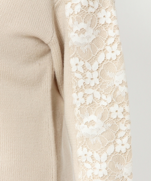 UNITED ARROWS（ユナイテッドアローズ）の「UA＊SC レース ハイネック ニット ◆（ニット/セーター・レディース・ナチュラル/ライトブルー/ネイビー・フリー）」の6枚目の写真