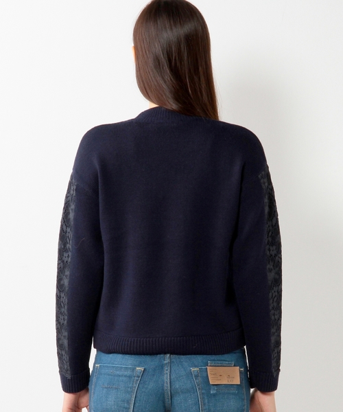 UNITED ARROWS（ユナイテッドアローズ）の「UA＊SC レース ハイネック ニット ◆（ニット/セーター・レディース・ナチュラル/ライトブルー/ネイビー・フリー）」の7枚目の写真