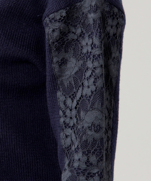 UNITED ARROWS（ユナイテッドアローズ）の「UA＊SC レース ハイネック ニット ◆（ニット/セーター・レディース・ナチュラル/ライトブルー/ネイビー・フリー）」の8枚目の写真