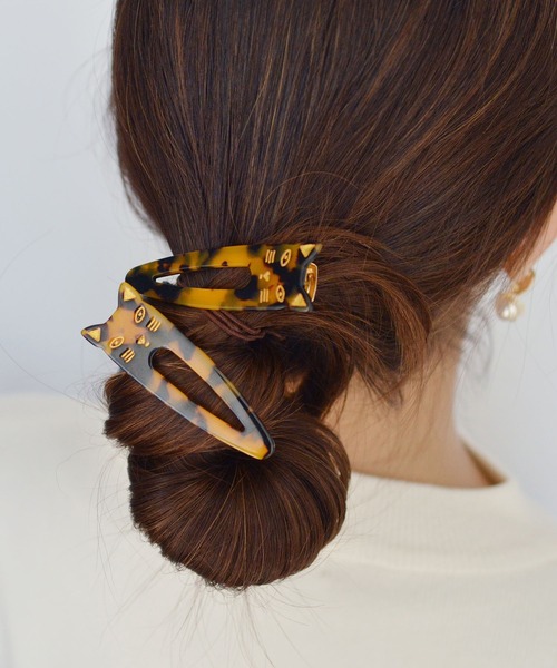 ma chere Cosette?(マシェールコゼット)の「三角アセチネコヘアクリップ/2個セット(バレッタ/ヘアクリップ・レディース・アイボリー/ホワイト/ライトピンク/ベージュ/ブラウン/ブルー系その他/その他/ライトブルー・FREE)」の3枚目の写真
