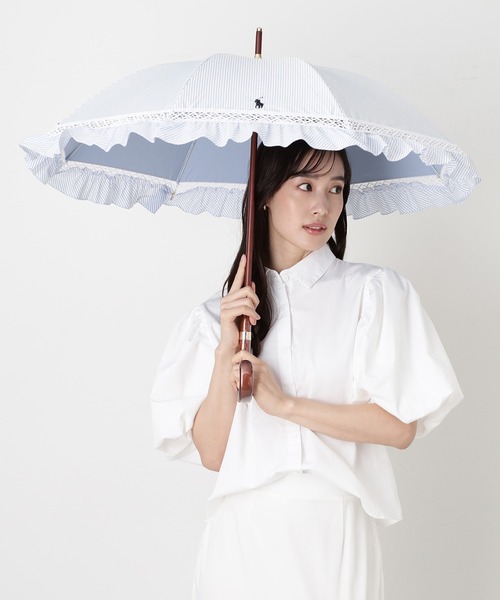 遮光 晴雨兼用日傘 ”ストライプフリル”（長傘）｜POLO RALPH LAUREN