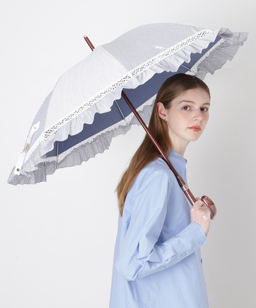 遮光 晴雨兼用日傘 ”ストライプフリル”（長傘）｜POLO RALPH LAUREN