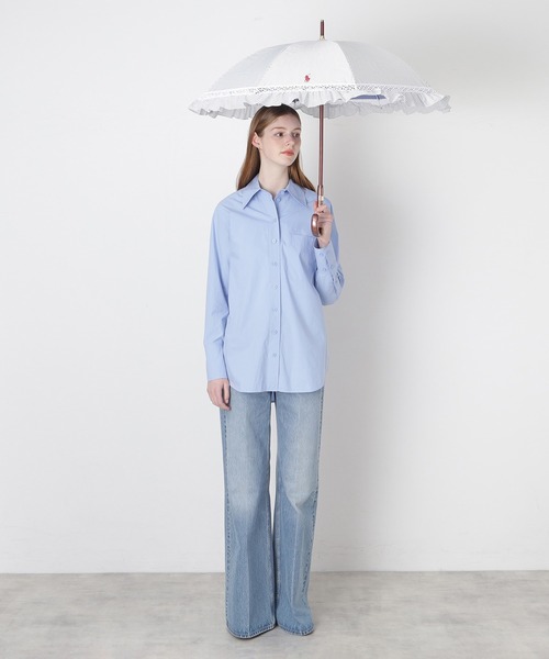 遮光 晴雨兼用日傘 ”ストライプフリル”(長傘)|POLO RALPH LAUREN 遮光 晴雨兼用日傘 ”ストライプフリル”(長傘)|POLO RALPH LAUREN