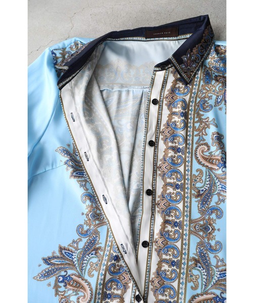 cawaii（カワイイ）の「（リボン付き）ゴージャスなスカーフ柄の艶ブラウストップス（シャツ/ブラウス・レディース・ライトブルー・FREE）」の18枚目の写真