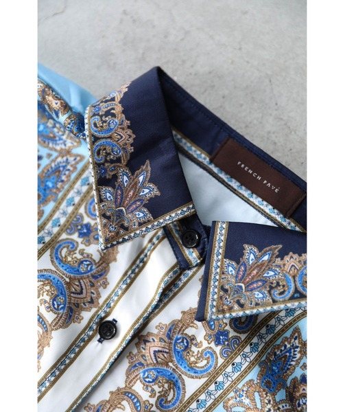 cawaii（カワイイ）の「（リボン付き）ゴージャスなスカーフ柄の艶ブラウストップス（シャツ/ブラウス・レディース・ライトブルー・FREE）」の19枚目の写真