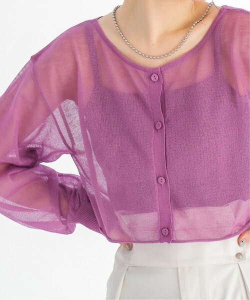 RAY CASSIN(レイカズン)の「ショートシアーニットカーデ(カーディガン/ボレロ・レディース・ブラウン/オレンジ/キナリ/パープル/イエロー/ブルー・FREE)」の1枚目の写真