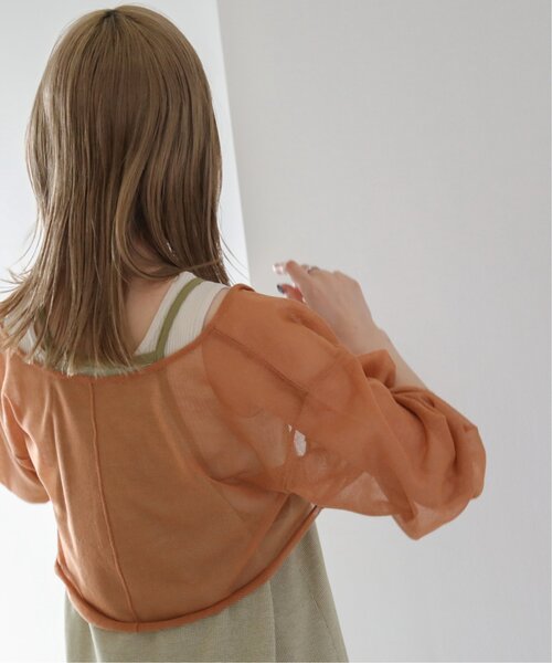 RAY CASSIN(レイカズン)の「ショートシアーニットカーデ(カーディガン/ボレロ・レディース・ブラウン/オレンジ/キナリ/パープル/イエロー/ブルー・FREE)」の6枚目の写真