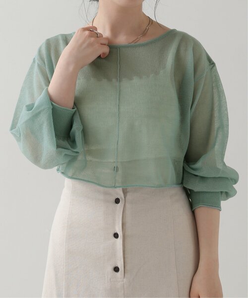 RAY CASSIN(レイカズン)の「ショートシアーニットカーデ(カーディガン/ボレロ・レディース・ブラウン/オレンジ/キナリ/パープル/イエロー/ブルー・FREE)」の10枚目の写真