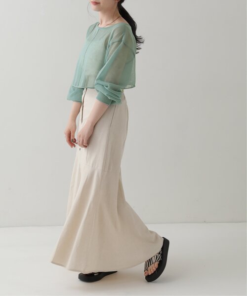 RAY CASSIN(レイカズン)の「ショートシアーニットカーデ(カーディガン/ボレロ・レディース・ブラウン/オレンジ/キナリ/パープル/イエロー/ブルー・FREE)」の13枚目の写真