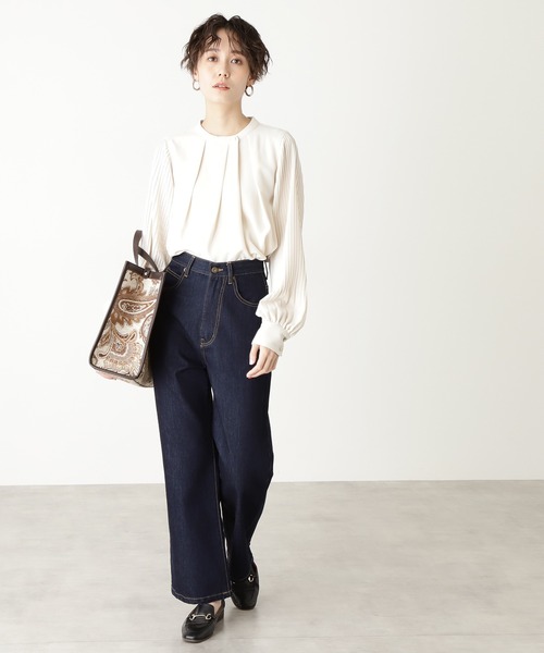 N.（N. Natural Beauty Basic）（エヌエヌナチュラルビューティーベーシック）の「【WEB限定】【追加生産】◆ゴールドボタンプリーツブラウス（シャツ/ブラウス・レディース・ライトブルー/オフホワイト/ライトグリーン・MEDIUM）」の5枚目の写真