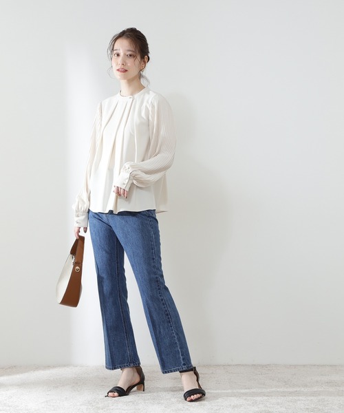 N.（N. Natural Beauty Basic）（エヌエヌナチュラルビューティーベーシック）の「【WEB限定】【追加生産】◆ゴールドボタンプリーツブラウス（シャツ/ブラウス・レディース・ライトブルー/オフホワイト/ライトグリーン・MEDIUM）」の22枚目の写真