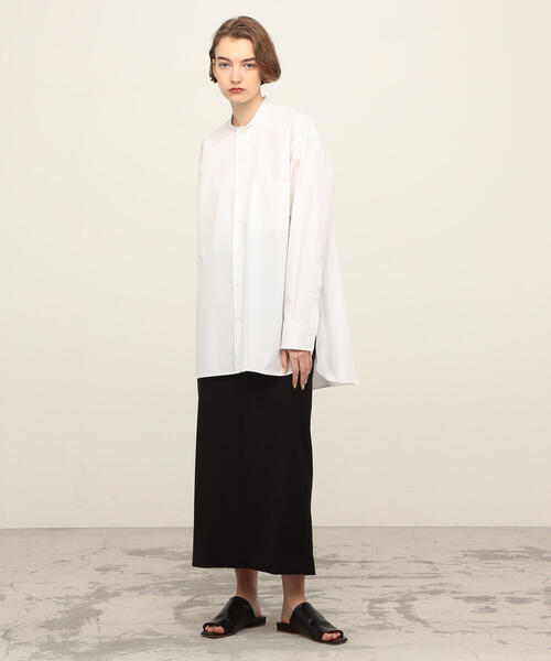 EDITION(エディション)の「T/C TWILL コットンポリエステル バンドカラーシャツ(シャツ/ブラウス・レディース・ホワイト/ベージュ・FREE)」の4枚目の写真