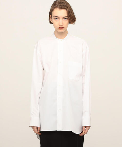 EDITION(エディション)の「T/C TWILL コットンポリエステル バンドカラーシャツ(シャツ/ブラウス・レディース・ホワイト/ベージュ・FREE)」の9枚目の写真