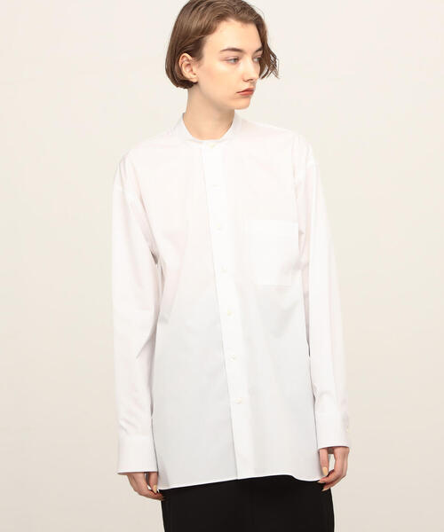 EDITION(エディション)の「T/C TWILL コットンポリエステル バンドカラーシャツ(シャツ/ブラウス・レディース・ホワイト/ベージュ・FREE)」の11枚目の写真