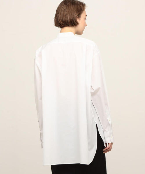 EDITION(エディション)の「T/C TWILL コットンポリエステル バンドカラーシャツ(シャツ/ブラウス・レディース・ホワイト/ベージュ・FREE)」の8枚目の写真