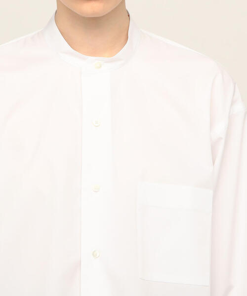 EDITION(エディション)の「T/C TWILL コットンポリエステル バンドカラーシャツ(シャツ/ブラウス・レディース・ホワイト/ベージュ・FREE)」の3枚目の写真