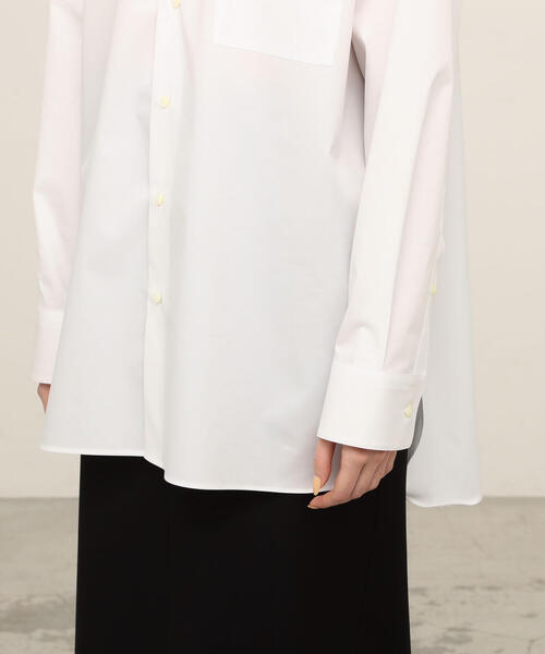 EDITION(エディション)の「T/C TWILL コットンポリエステル バンドカラーシャツ(シャツ/ブラウス・レディース・ホワイト/ベージュ・FREE)」の7枚目の写真
