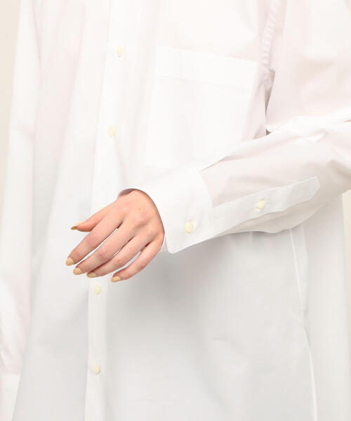 EDITION(エディション)の「T/C TWILL コットンポリエステル バンドカラーシャツ(シャツ/ブラウス・レディース・ホワイト/ベージュ・FREE)」の5枚目の写真