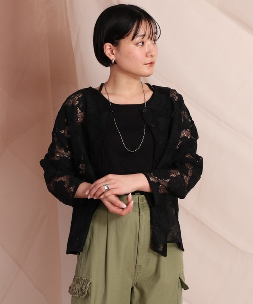 cepo(セポ)の「レース2WAYプルオーバー(カーディガン/ボレロ・レディース・ブラック/オフホワイト/イエロー・M)」の7枚目の写真