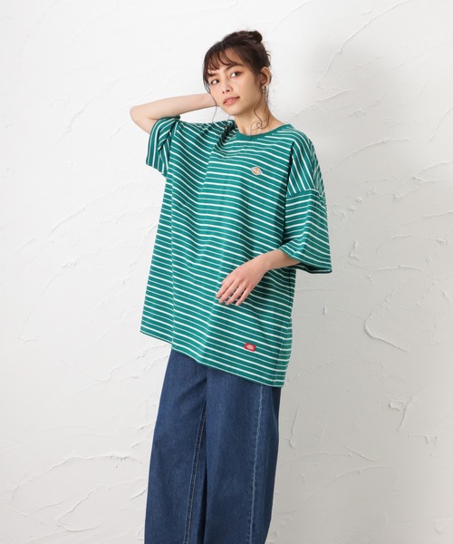 Dickies(ディッキーズ)の「Dickies ディッキーズ ボーダーチュニック半袖Tシャツ(Tシャツ/カットソー・レディース・グリーン/ホワイト/ブルー/ブラック・フリー)」の11枚目の写真