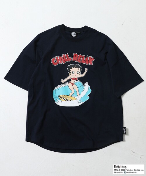 FREAK'S STORE（フリークスストア）の「WEB限定 CHILLAX/チラックス ビッグシルエット サーフプリントTシャツ（Tシャツ/カットソー・メンズ・ネイビー/グレー/ホワイト・LARGE/MEDIUM）」の4枚目の写真