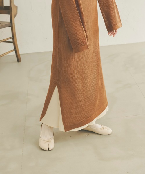 Ambre Neige(アンブルネージュ)の「メッシュニットロングワンピース/【WEB/EC限定商品】(ワンピース・レディース・ベージュ/アイボリー/キャメル・FREE)」の9枚目の写真