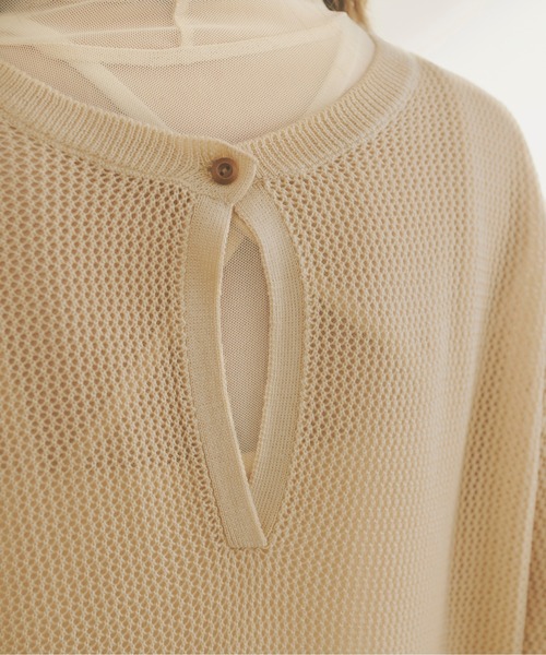 Ambre Neige(アンブルネージュ)の「メッシュニットロングワンピース/【WEB/EC限定商品】(ワンピース・レディース・ベージュ/アイボリー/キャメル・FREE)」の19枚目の写真
