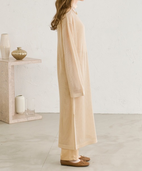 Ambre Neige(アンブルネージュ)の「メッシュニットロングワンピース/【WEB/EC限定商品】(ワンピース・レディース・ベージュ/アイボリー/キャメル・FREE)」の21枚目の写真