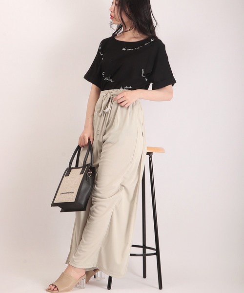 Anna Nicola（アンナニコラ）の「Anna Nicola レイヤード ワイドパンツ（その他パンツ・レディース・ベージュ/ネイビー・38）」の8枚目の写真