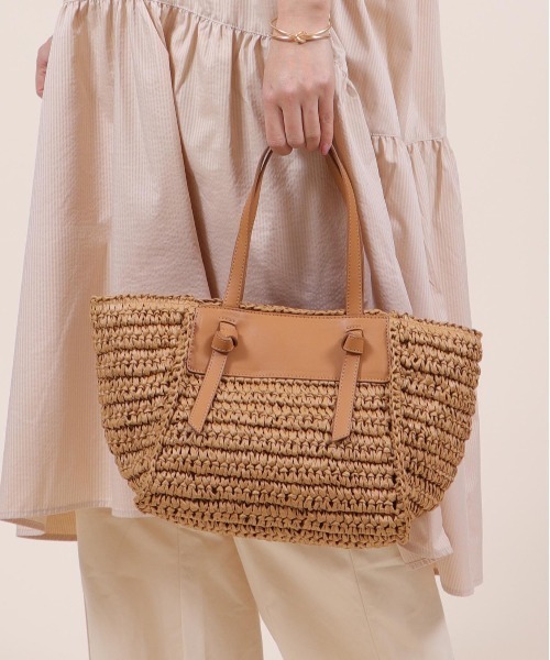 Bermosa（ベルモサ）の「船形 かごバッグ かごトート（かごバッグ・レディース・ブラック/ベージュ/アイボリー/ピンク系その他・FREE）」の3枚目の写真