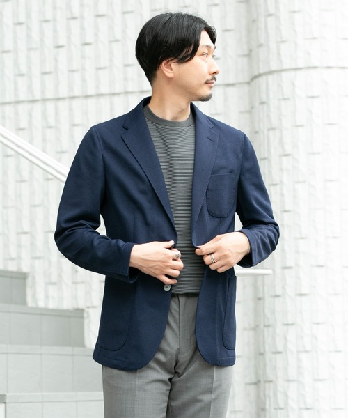 URBAN RESEARCH DOORS(アーバンリサーチドアーズ)の「LIFE STYLE TAILOR メランジニットイージージャケット(スーツジャケット・メンズ・ネイビー/グレー・44/46/48/50)」の3枚目の写真
